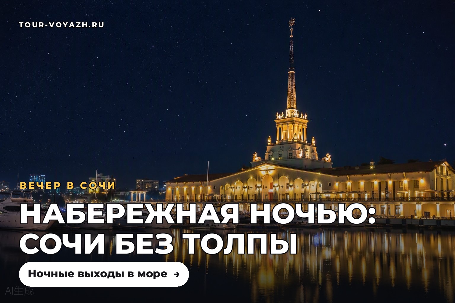 Ночной Сочи: набережная без толпы
