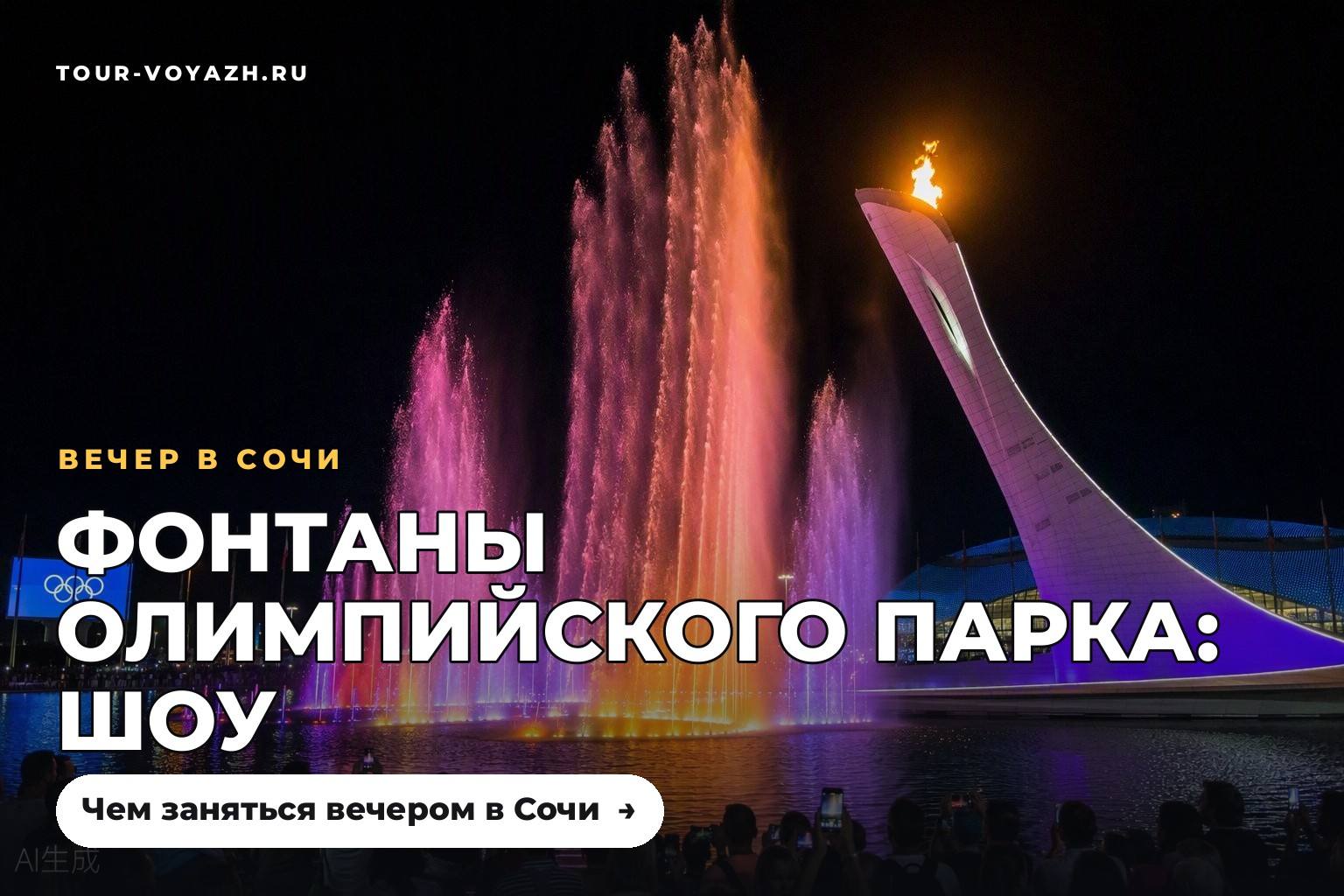 Субботний вечер: фонтаны Олимпийского парка
